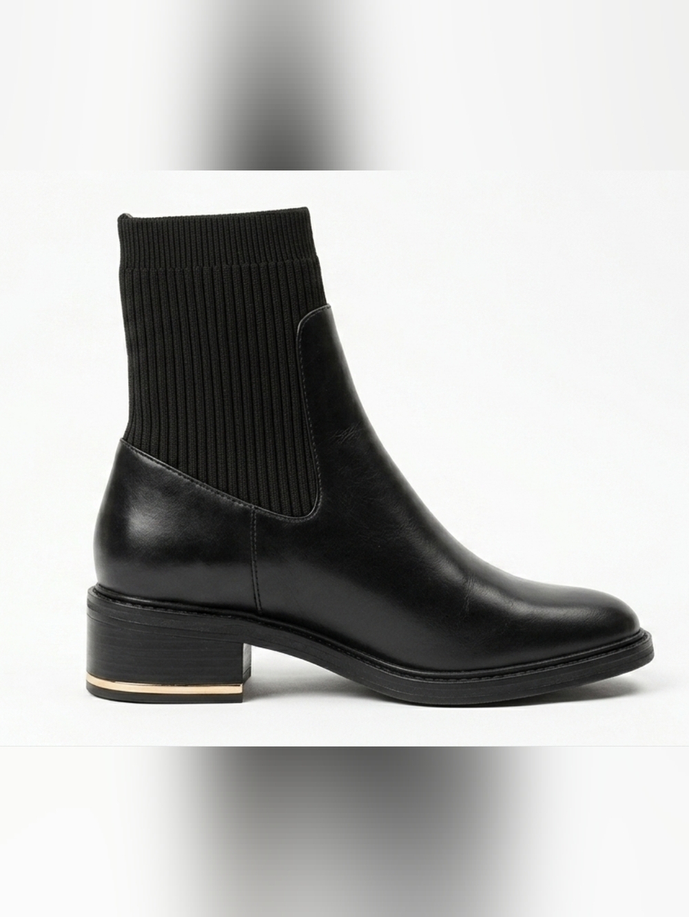 Zara Black Leather Chelsea Sock Booties